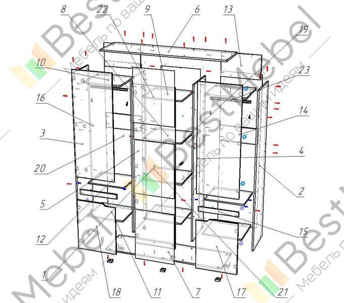 Схема сборки фиеста шкаф 4 х створчатый