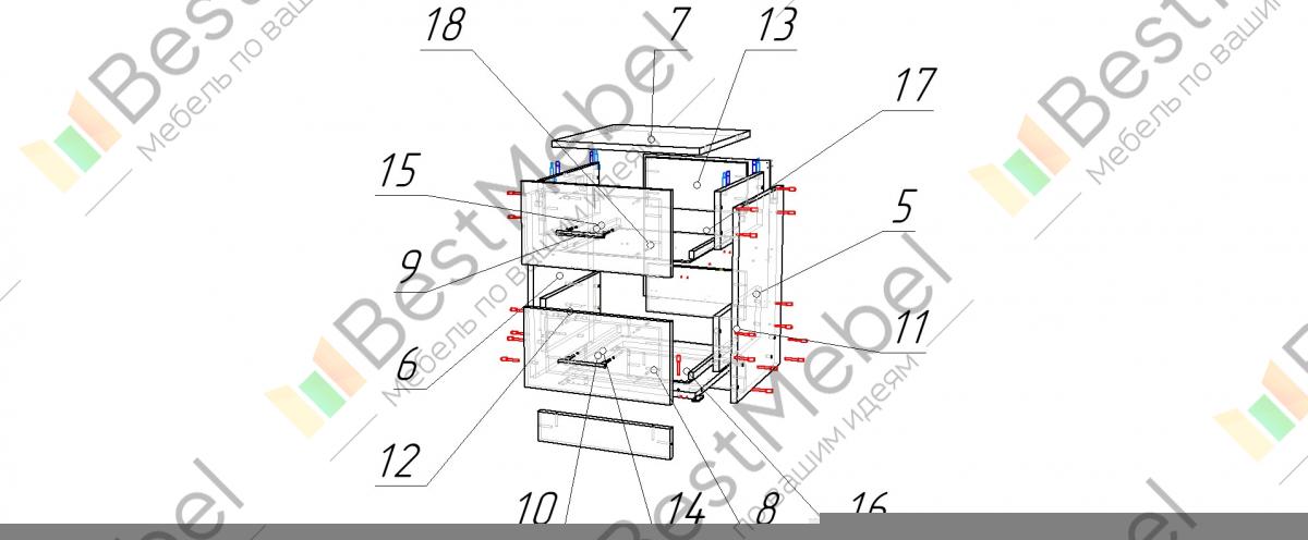 Тумба прикроватная ронда bms сборка