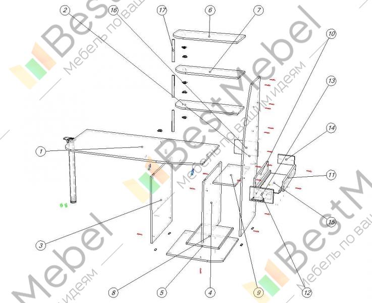Компьютерный стол ск 17 схема сборки