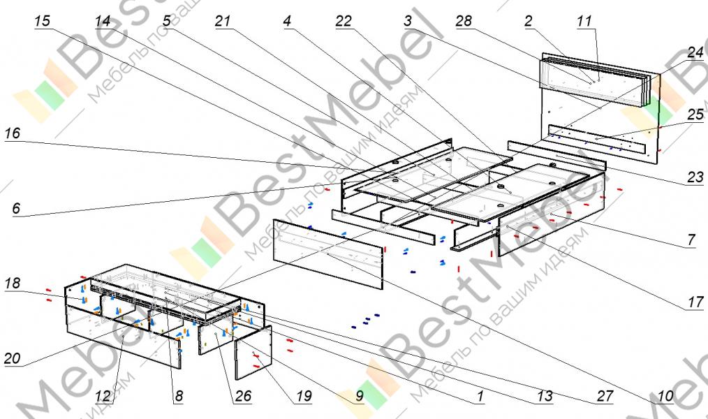 Кровать милана 1 схема сборки