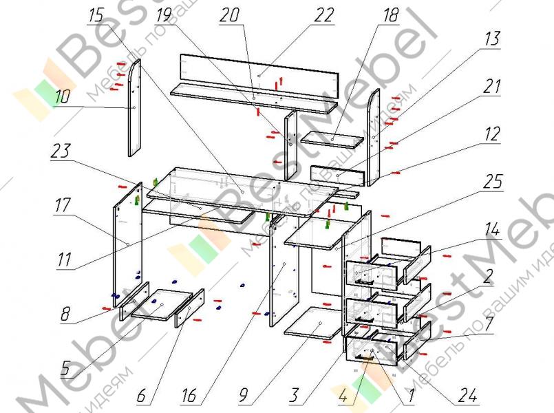 Компьютерный стол ск 17 схема сборки