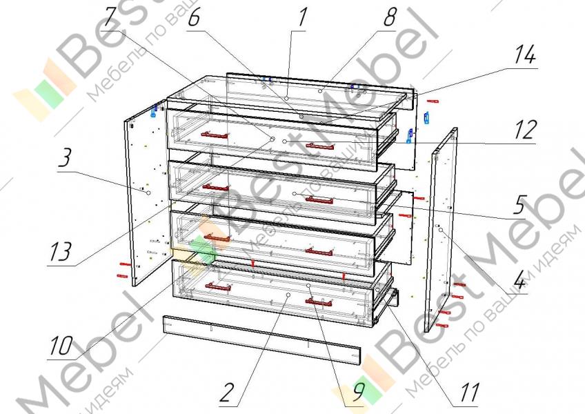 Схема сборки комода ливерпуль