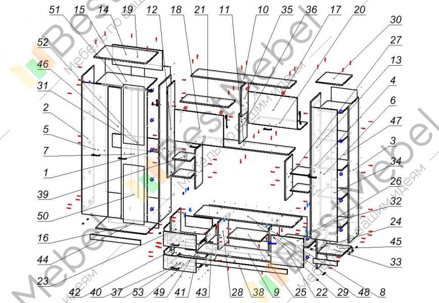 Схема сборки мебельной стенки