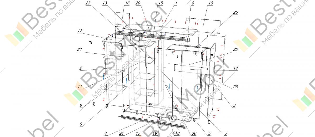 Схема сборки шкафа купе миллениум 2