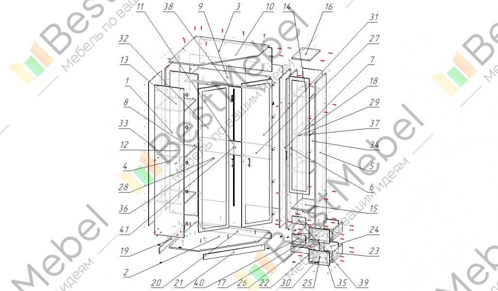 Схема сборки шкаф угловой универсальный