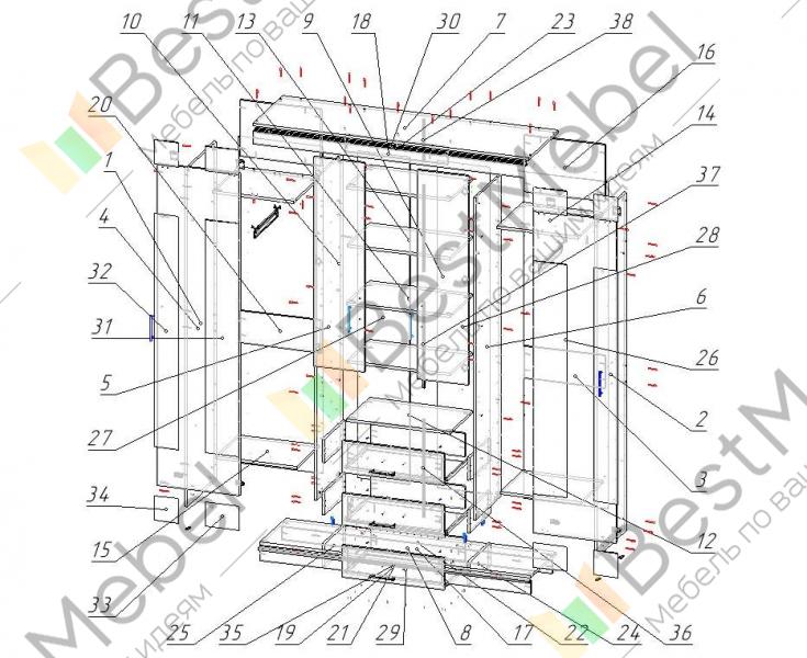 Шкаф купе маэстро с зеркалом схема сборки
