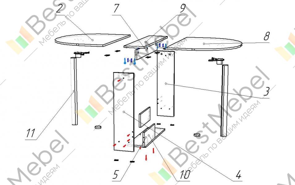Схема сборки кухонного стола