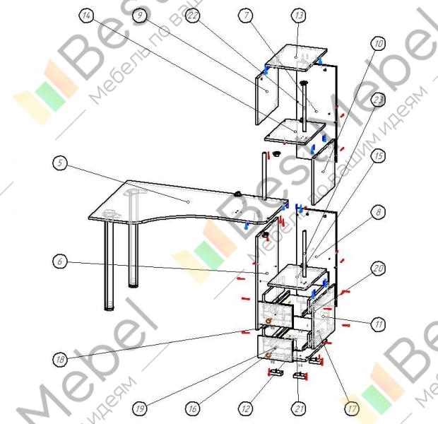 Компьютерный стол ск 17 схема сборки