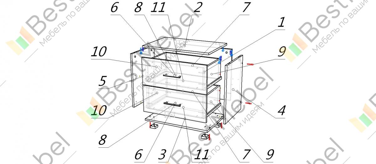 Как собрать тумбочку прикроватную с выдвижными ящиками