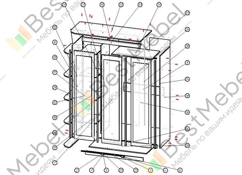 Шкаф венеция 4 х дверный с зеркалами схема сборки - фото