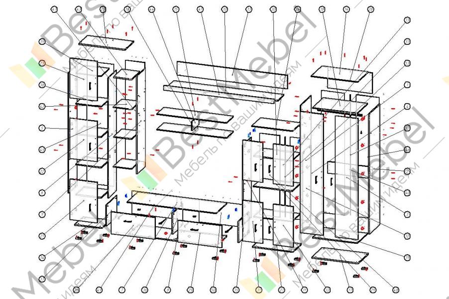 Стенка каскад много мебели схема сборки