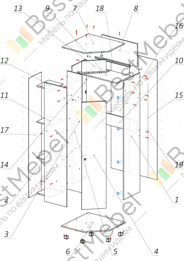 Шкаф угловой дуэт схема сборки