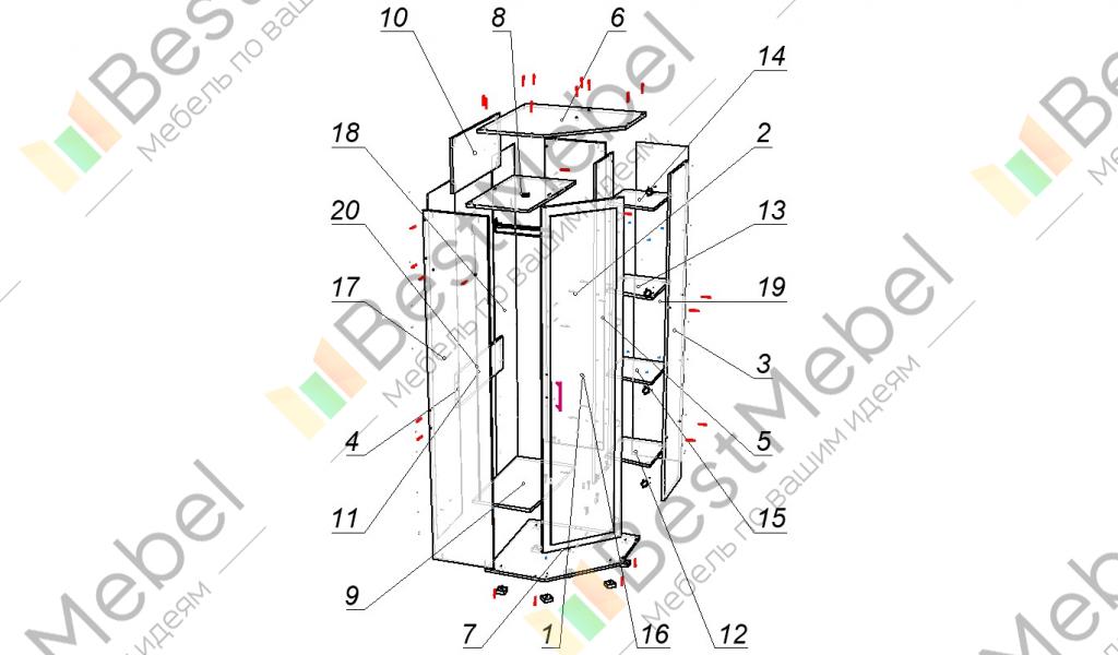 Угловой шкаф зенит 1 схема сборки