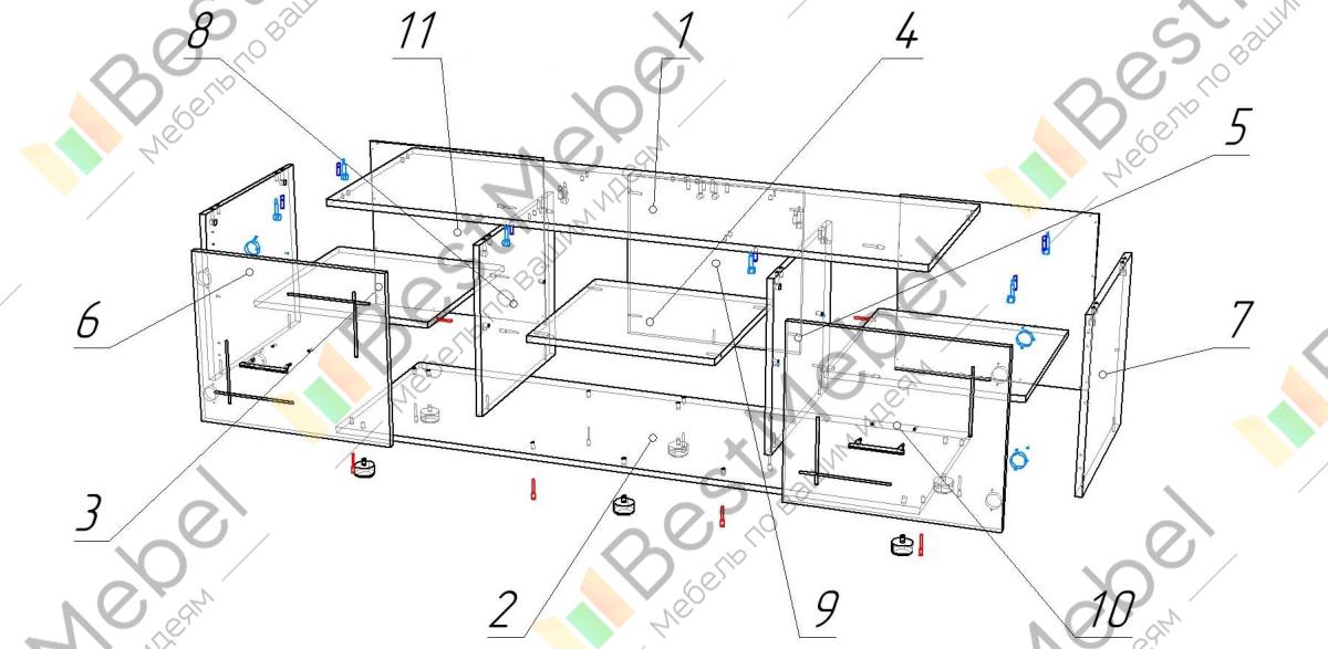 Схема сборки тумбы под тв